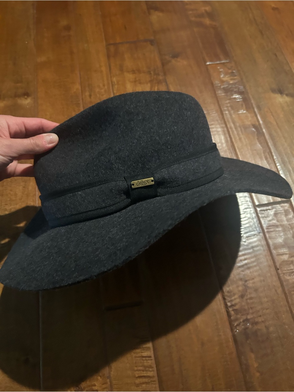 Dark Gray Wide-Brim Wool Hat